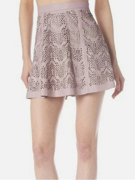 PARKER Lace Eyelet A-Line Mini Skirt - lavender! M - Picture 3 of 5